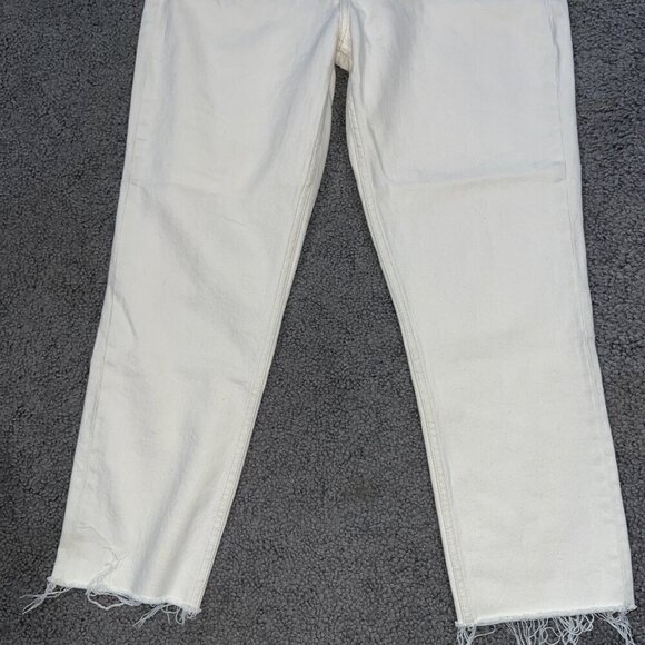 RAG & BONE WREN High-Rise Slim Straight Raw Hem Cropped Denim Jeans in Ecru - 31 - Picture 3 of 13